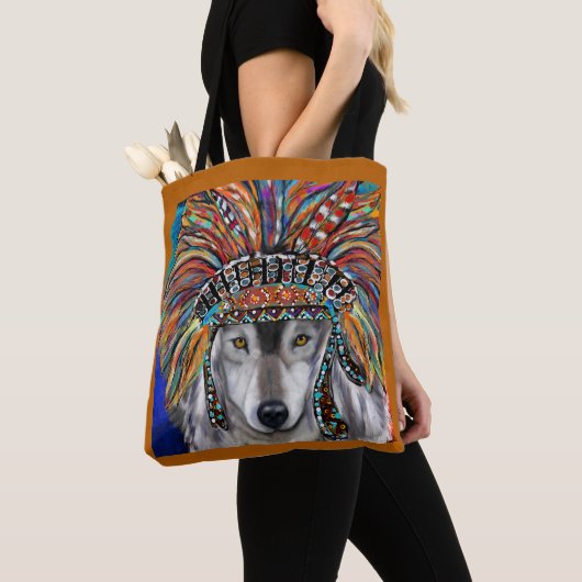 Grauer Wolf Kunst Tasche (Von Nahem)