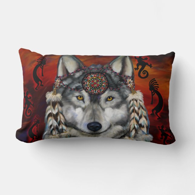 Grauer Wolf Lendenkissen (Vorderseite)