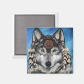 Grauer Wolf Magnet (Vorderseite/Rückseite)