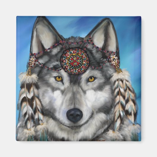 Grauer Wolf Magnet (Vorne)