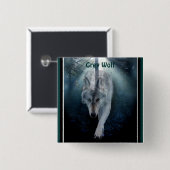 Grauer Wolf & Misty Trees Wildlife-Liebhaber Button (Vorne & Hinten)