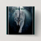 Grauer Wolf & Misty Trees Wildlife-Liebhaber Button (Vorderseite)