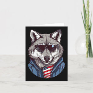 Grauer Wolf mit Patriotic-US-Flagge American Indep Karte