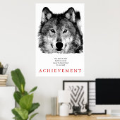 Grauer Wolf Motivierend einmalig Schwarz & Weiß Poster (Heimbüro)