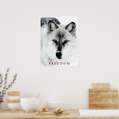 Grauer Wolf Motivierend Freedom Poster Print (Küche)