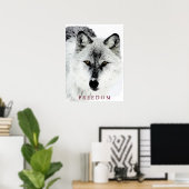 Grauer Wolf Motivierend Freedom Poster Print (Heimbüro)