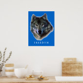 Grauer Wolf Motivierend Freedom Poster Print (Küche)