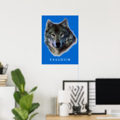 Grauer Wolf Motivierend Freedom Poster Print (Heimbüro)