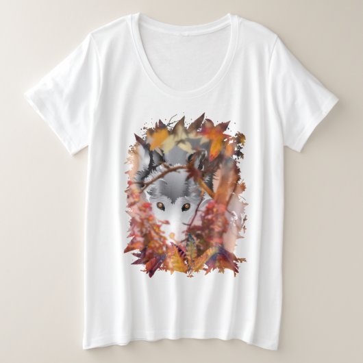 Grauer WOLF PROWLER Große Größe T-Shirt (Design vorne)