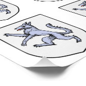 Grauer Wolf-Rampant auf einem weißen Schild (Ecke)
