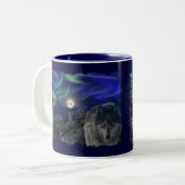 Grauer Wolf, Ravens & Aurora & Totem Wildtiere Tas Zweifarbige Tasse (Vorderseite Links)
