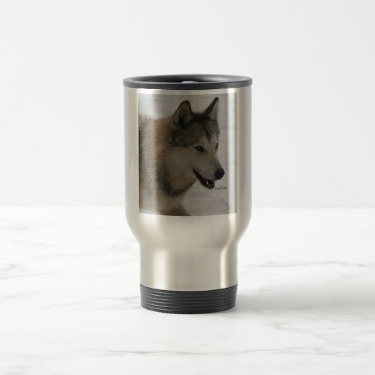 Grauer Wolf-Reise-Tasse Reisebecher (Mittel)