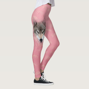 Grauer Wolf Rosa Leggings