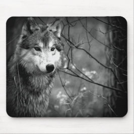 Grauer Wolf - Schwarzweiss Mousepad