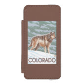 Grauer Wolf StandingColorado Incipio iPhone Geldbeutel-Hülle (Folio Vorderseite)