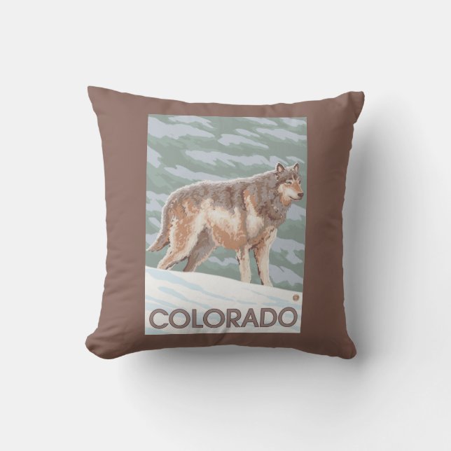 Grauer Wolf StandingColorado Kissen (Vorderseite)