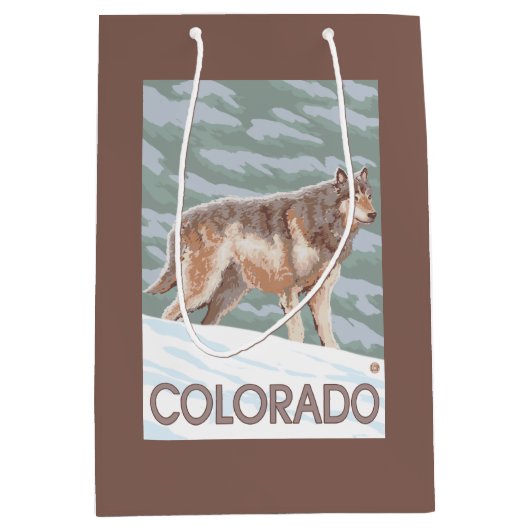 Grauer Wolf StandingColorado Mittlere Geschenktüte (Vorderseite)