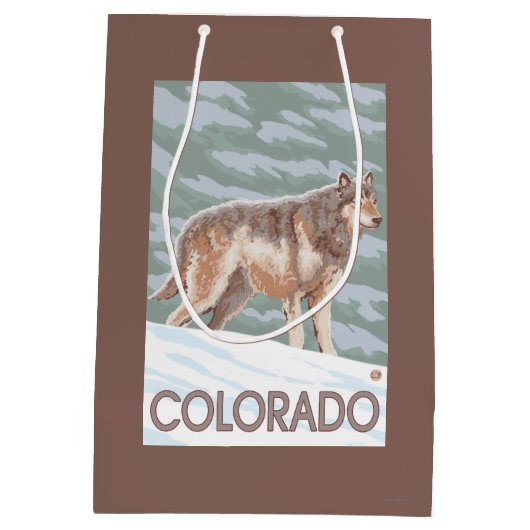 Grauer Wolf StandingColorado Mittlere Geschenktüte (Rückseite)