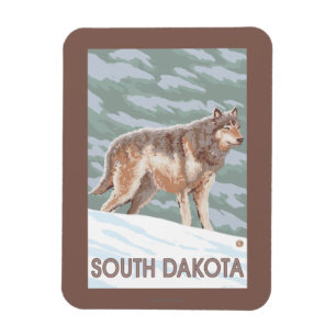 Grauer Wolf StandingSouth Dakota Magnet