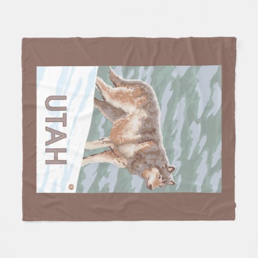 Grauer Wolf StandingUtah Fleecedecke (Vorderseite (Horizontal))