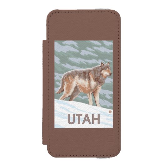 Grauer Wolf StandingUtah Incipio iPhone Geldbeutel-Hülle (Folio Vorderseite)