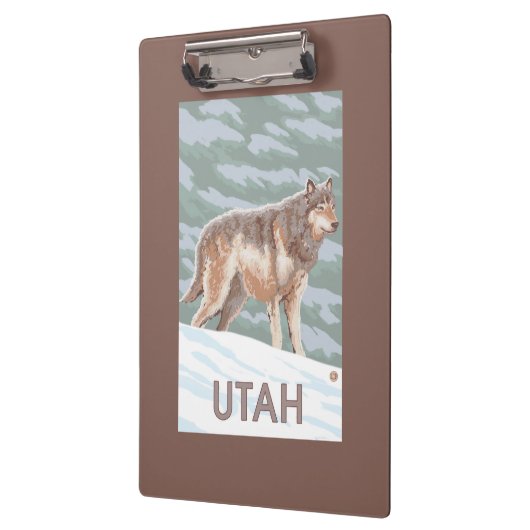 Grauer Wolf StandingUtah Klemmbrett (Links)