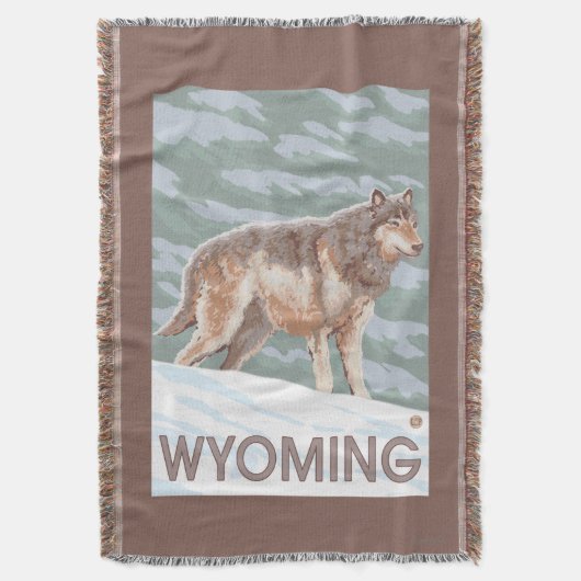 Grauer Wolf StandingWyoming Decke (Vorderseite Vertikal)