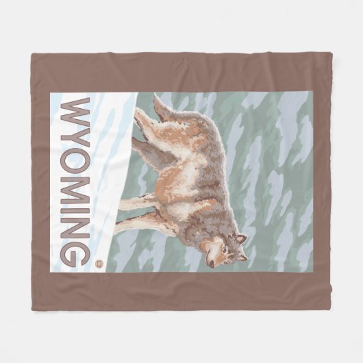 Grauer Wolf StandingWyoming Fleecedecke (Vorderseite (Horizontal))