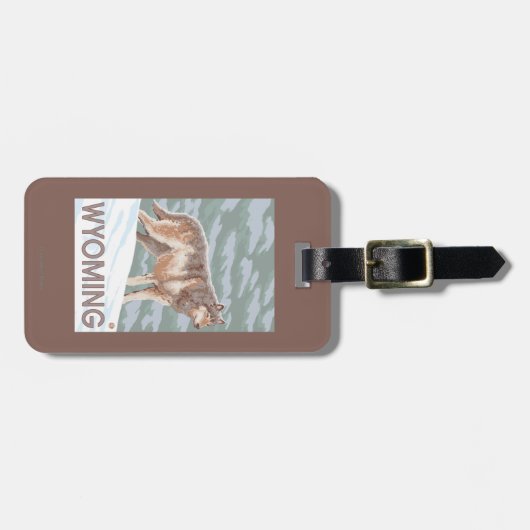 Grauer Wolf StandingWyoming Gepäckanhänger (Vorderseite horizontal)