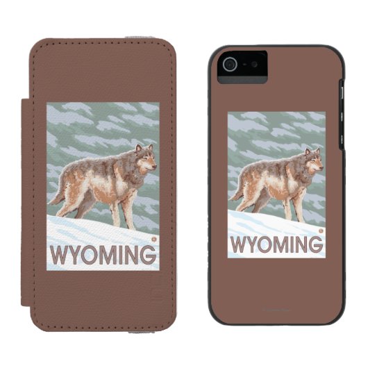 Grauer Wolf StandingWyoming Incipio iPhone Geldbeutel-Hülle (Seite an Seite)