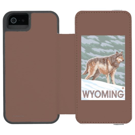 Grauer Wolf StandingWyoming Incipio iPhone Geldbeutel-Hülle (Folio Geöffnet)