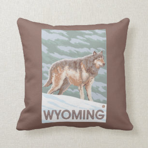 Grauer Wolf StandingWyoming Kissen