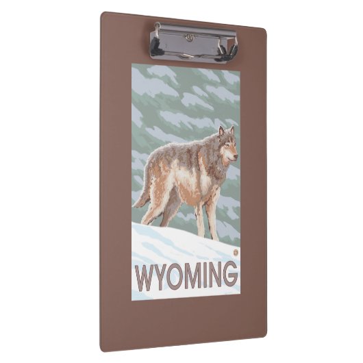 Grauer Wolf StandingWyoming Klemmbrett (Rechts)