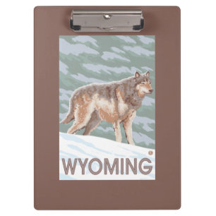 Grauer Wolf StandingWyoming Klemmbrett