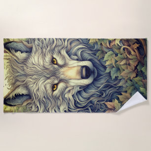 Grauer Wolf  Strandtuch