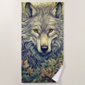 Grauer Wolf Strandtuch (Vorderseite)