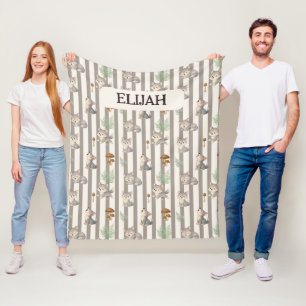Grauer Wolf Streifen Baby-Geschenke personalisiert Fleecedecke