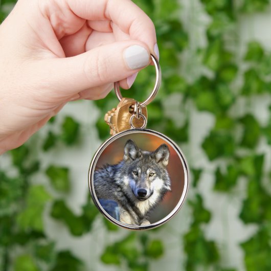 Grauer Wolf - Timberwolf - roter Wolf-Reihe Schlüsselanhänger (Hand)