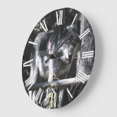 Grauer Wolf und Foto-Uhr Große Wanduhr (Winkel)