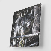 Grauer Wolf und Foto-Uhr Quadratische Wanduhr (Winkel)