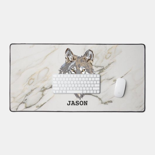 Grauer Wolf und Marmorstein Schreibtischunterlage (Tastatur & Maus)