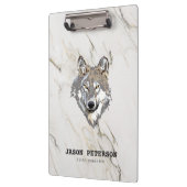 Grauer Wolf und Marmorsteingewebe Klemmbrett (Links)