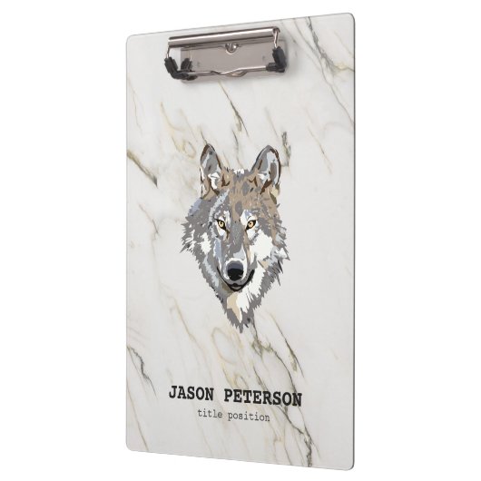 Grauer Wolf und Marmorsteingewebe Klemmbrett (Links)