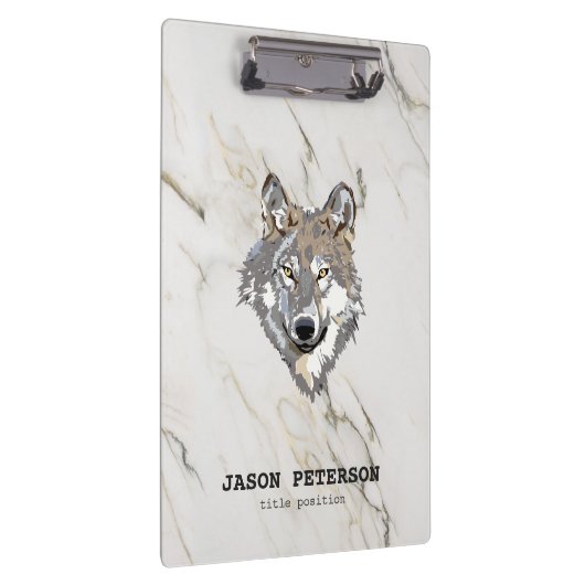 Grauer Wolf und Marmorsteingewebe Klemmbrett (Rechts)