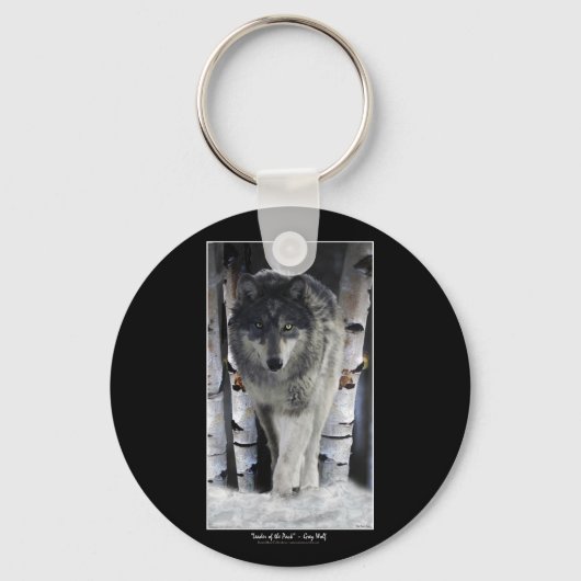 Grauer Wolf und Waldschnee Schlüsselanhänger (Vorderseite)