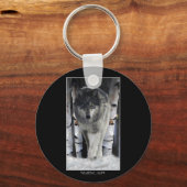 Grauer Wolf und Waldschnee Schlüsselanhänger (Vorderseite)