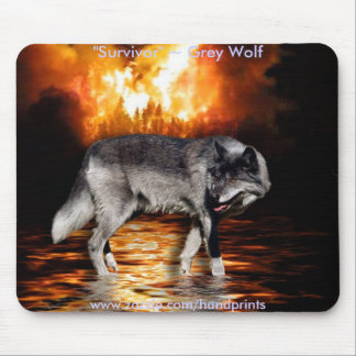 Grauer Wolf & Waldbrand Mousepad