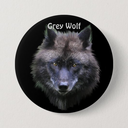 Grauer Wolf Wildlife-Liebhaber Button (Vorderseite)