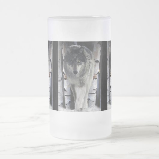 Grauer Wolf & Winter Forest Wildlife - Geschenke T Mattglas Bierglas (Mittel)