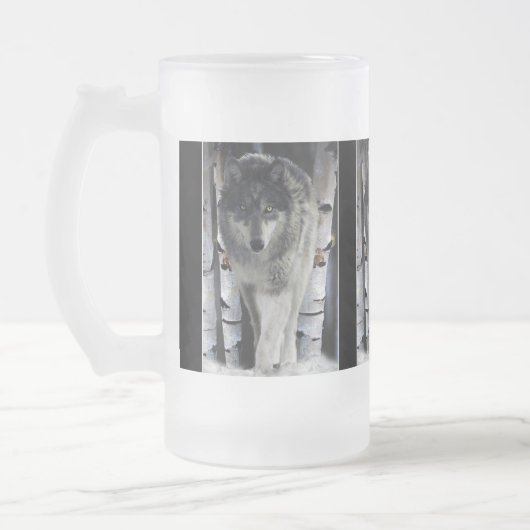 Grauer Wolf & Winter Forest Wildlife - Geschenke T Mattglas Bierglas (Links)